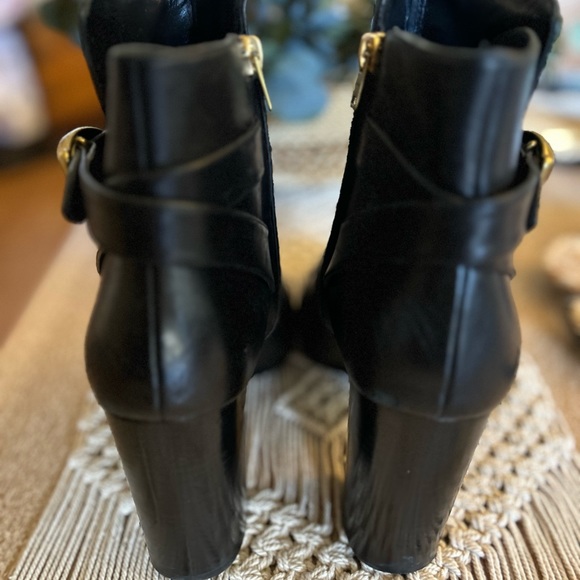 Coach Delaney zippered black bootie with gold hardware and block 3.5” heel - Picture 6 of 7